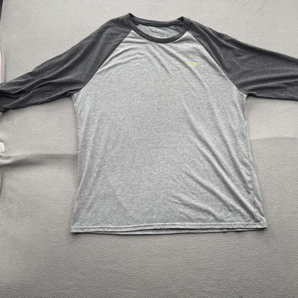 Oakley Hydrolix Shirt Mens 2XL Gray Long Sleeve Raglan Graphic‎ Tee Performance